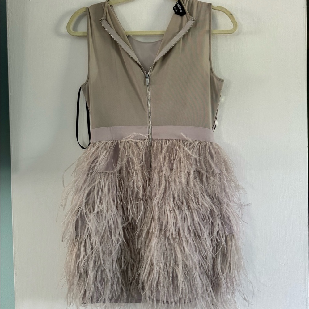 Gray feather dress from Bebe